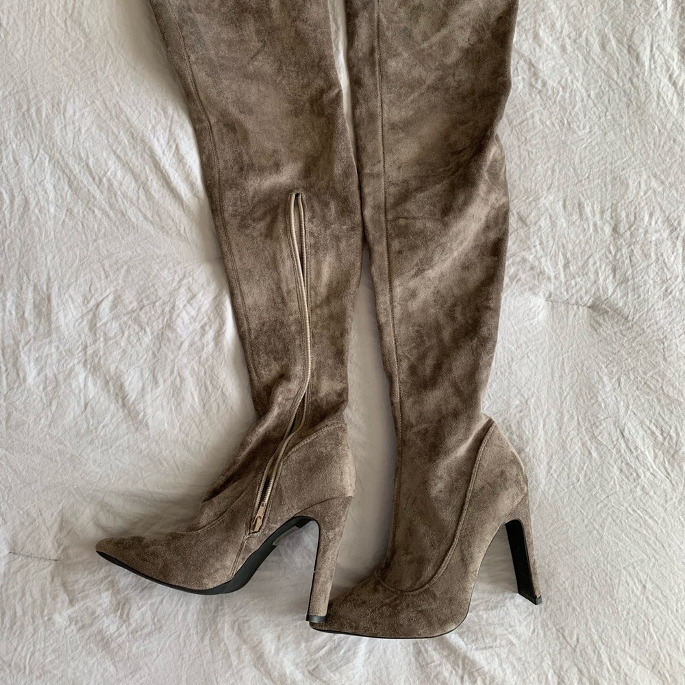 Ego Official Grey Suede Thigh High Boots